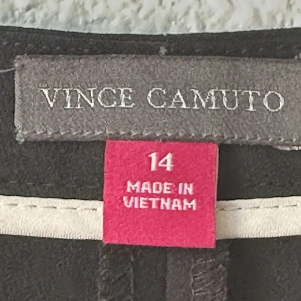 Vince Camuto Dress Slacks Black Flat Front Pants Size 14 Hemmed Front Pockets